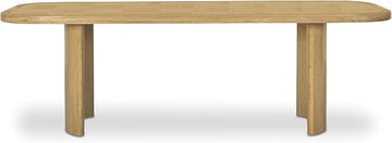 Mallory Dining Table, Marquetry Checkered Top, Solid Oak, Curved Pedestal Legs, Seats Eight, Natural