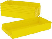 Akro-Mils 30174 Heavy Duty Plastic Shelf Bins, 24"x 11"x 4", Yellow, 6-Pk | Heavy Duty Nesting Storage Bins for Garage, Closet, Refrigerator, Kitchen, Cabinet, Drawer Organization, Pantry Organization