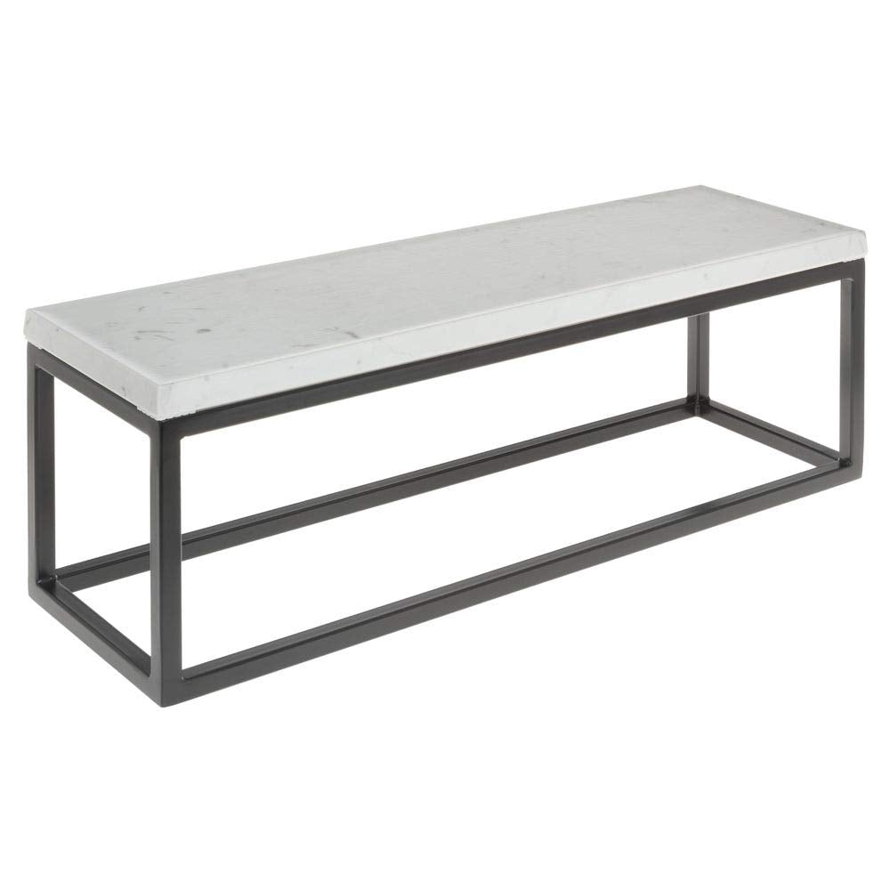 Black Display Riser with Marble Top - 7"H by HUBERT – Melamine, Black, Model 64410+34778