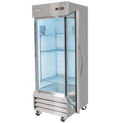 29" One Section Reach In Refrigerator - (1) Right Hinge Glass Door by MOTAK – 30.71x35.04x83.46, In Description, Check Images, Model MSD-1DR-BAL-27-G-X