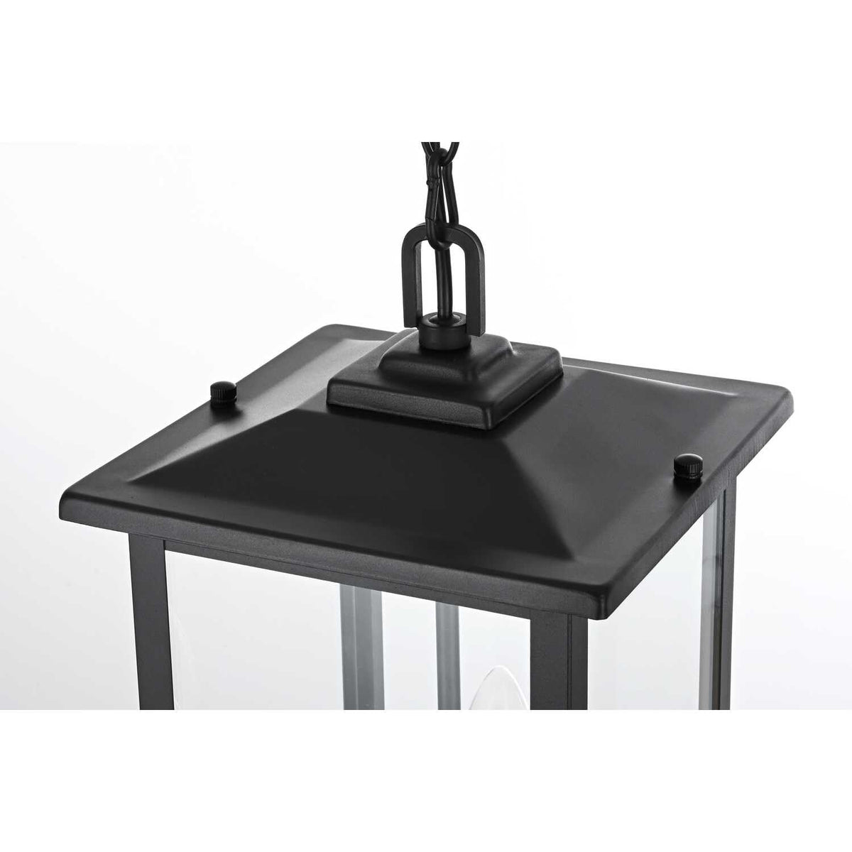Carlisle 7" Outdoor Pendant in Black by Elegant Lighting – 9.00"W x 16.50"H x 9.00"L, Glass, Black, Model OD325H17BK