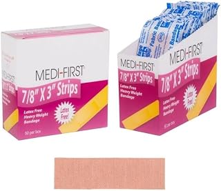 Medique Products 61450 Extra Heavy Weight Latex Free Flexible Woven Strip Bandages, 7/8-Inch by 3-Inch, 50 Per Box