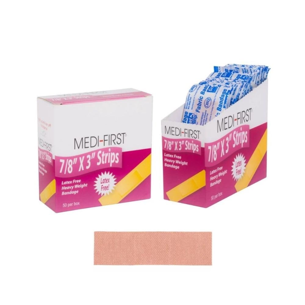Products Extra Heavy Weight Latex Free Flexible Woven Strip Bandages by Medique – 50 Count (Pack of 1), Latex, Natural, Model 61450
