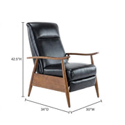 Semi-Leather Push Back Recliner with Wood Arms by Furnifact – Hardwood and plywood frame construction, Leather Gel, Black