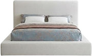 Starlight Canyon Home Linen-Upholstered Platform Bed with Panel Headboard, King Upholstered Bed Frame with Headboard for Bedroom, Cream Linen Textured Fabric