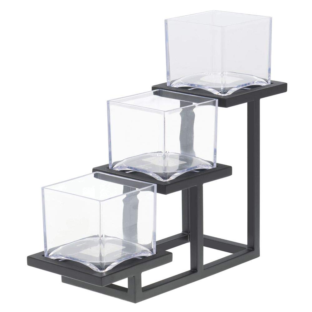 2 Tier Cube Display for Condiments by HUBERT – 5"l X 14 2/5"w X 9"h, Metal, Black, Model 60284