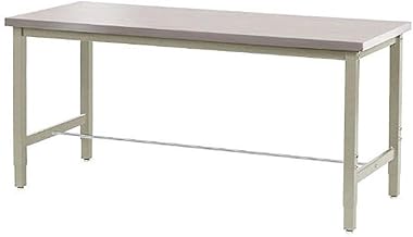Global Industrial 72" W x 30" D Adjustable Height Workbench, 1-1/2" Thick Stainless Steel Square Edge, Tan
