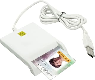 Smart Card Reader Writer USB: White CAC Card Reader Military with ISO7816 Contact DOD & SDK Kit - EMV Chip Reader Writer Programmer with Windows Mac OS 10.6-10.10 and Linux
