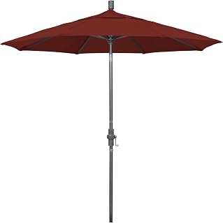 California Umbrella 7.5' Rd. Aluminum Patio Umbrella, Crank Lift, Collar Tilt, Hammertone Grey Pole