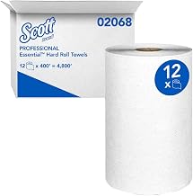 Kimberly-Clark 02068 White Scott Hard Roll Towels, 8.0" W x 400' L (Pack of 12)