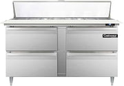 DL60-16C-D Designer Line Sandwich Unit, 60" W, With 16 Pan Top Openings, 19" Cutting Board & Four Drawers