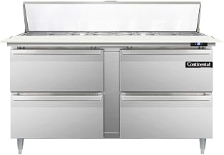 DL60-16C-D Designer Line Sandwich Unit, 60" W, With 16 Pan Top Openings, 19" Cutting Board & Four Drawers
