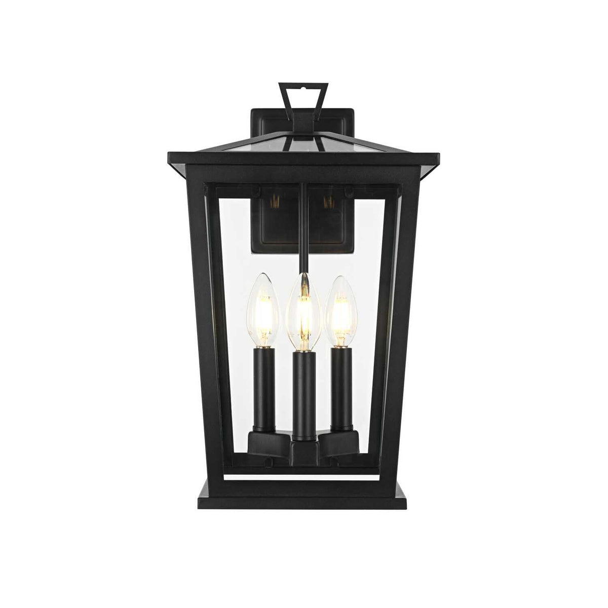 Cayman Three Light Outdoor Wall Sconce Black by Lighting Design – Iron, Black, Model OD332W16BK