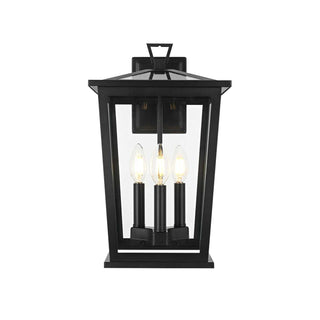 Cayman Three Light Outdoor Wall Sconce Black by Lighting Design – Iron, Black, Model OD332W16BK