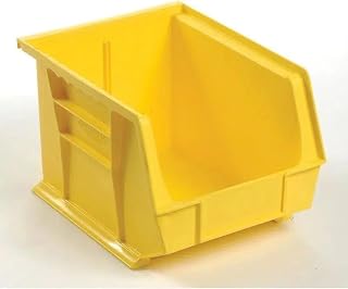 QUANTUM STORAGE SYSTEMS Quantum Storage QUS239YL Heavy-Duty Stackable Plastic Storage Bins for Workshop, Warehouse & Garage, Ultra Stack & Hang, 11" x 9" x 7", Yellow, 6-Pack