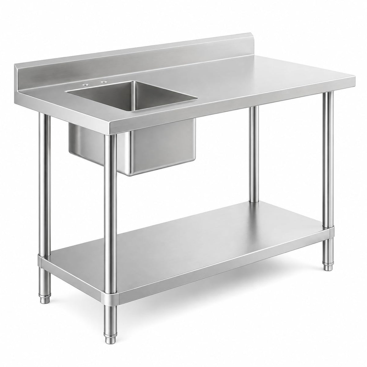 30" x 60" 18 Gauge Stainless Steel Work Table with Sink by Glownary – Alloy Steel, Silver, Model 522ts3060l