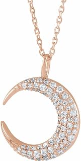Bonyak Jewelry 14k Rose Gold 1/3 CTW Natural Diamond Crescent Moon 16-18" Necklace Heirloom