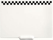 HUBERT Write On Wipe Off Tag with Black Checks Heat Resistant Plastic - 2 1/2" H x 3 1/2" L