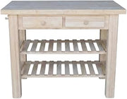 Furnifact Unfinished Kitchen Island with Wipe-Clean Surface and Spacious Storage