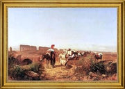 Art Oyster Andres Marko Sunlit Italian Landscape with Goats - 18" x 27" Premium Canvas Print with Gold Frame