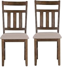 Furnifact Turino Rustic Umber Side Chair in Brown,Set of 2, 100% Polyester Fabric, Comfortable Seat, 19-inch Width, 17.25-inch Depth