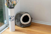 Cat Bed Model Gray Velvet by Armarkat – 18 x 18 x 14, Fabric, Gray, Model C80CSH/MB