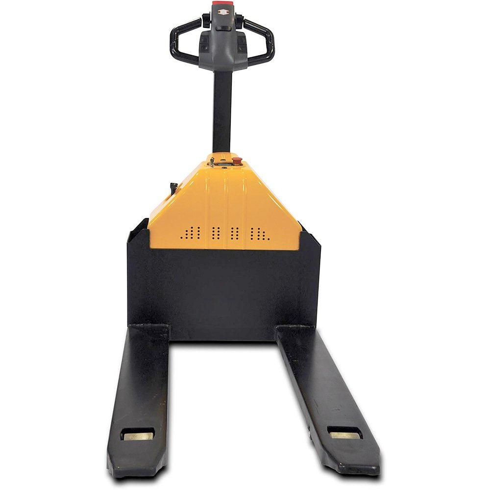 Big Joe Fully Powered Pallet Truck - Pallet Jack - 27" Wide Forks by E30 – Alloy Steel, Black/Yellow, Model E30-2748