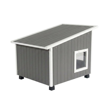 Brand Grey Engineered Wood Composite Outdoor Cat House by Bison Pets – Engineered Wood Composite Composite, Grey