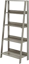 Furnifact French Oak Ladder Bookcase with 5 Tiers, Display Shelves, Sturdy Wood Construction, Modern Design for Living Room, Office Storage