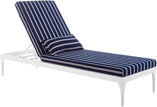 Blue Outdoor Patio Chaise Lounge Chair with Cushioned Seat, 3.5-Inch Thickness, Durable Frame for Relaxing by Pool or Garden