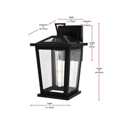 Cayman One Light Outdoor Wall Sconce Black by Lighting Design – Iron, Black