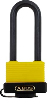 ABUS 70/45HB63 Weatherproof Lock with 2 Keys for Outdoor, Storage | Marine, 1.93in (49mm) Wide, Long Shackle