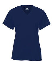 B-Core Girl's V-Neck T-Shirt by Badger – Polyester, Navy, Model 2162
