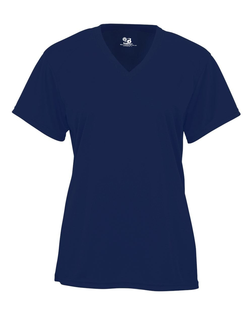 B-Core Girl's V-Neck T-Shirt by Badger – Polyester, Navy, Model 2162