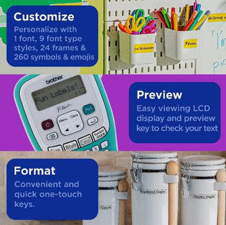 P-Touch Handheld Personal Label Maker with Tape by Brother – 6, Blue, Model PTH103W
