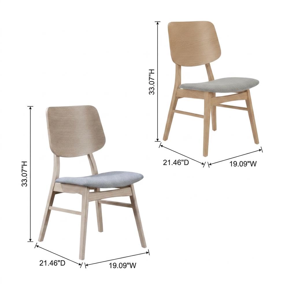 Fabric-Upholstered Wood Dining Chairs Set of by Starlight Canyon Home – Solid + Manufactured Wood, Foam, Fabric (Polyester), Grey, Pack of 6