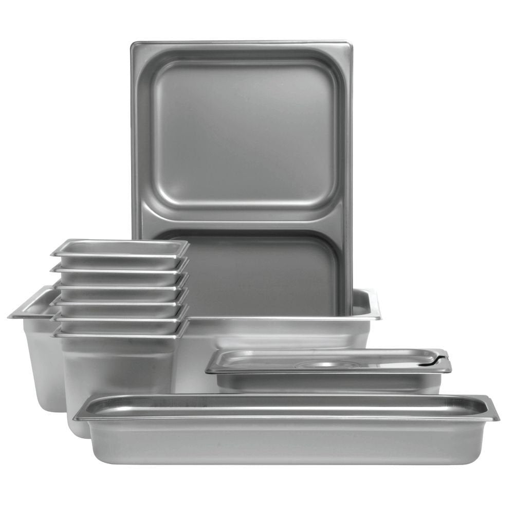 Full Size 24 Gauge Stainless Steel Divided Steam Table Pan - 2 1/2"D by HUBERT – Large, Stainless Steel, Silver, Model 6002DV