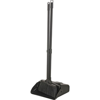 Upright Dust Pan & Lobby Broom Combo Kit by Global Industrial – 36"L x 13"W x 4"H, Plastic, Black, Model 261790