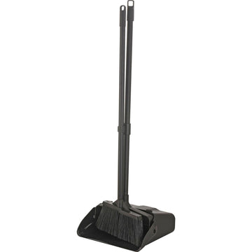 Upright Dust Pan & Lobby Broom Combo Kit by Global Industrial – 36"L x 13"W x 4"H, Plastic, Black, Model 261790