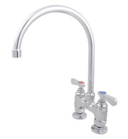 BK Resources OptiFlow Heavy Duty 4" On Center Deck Mount Faucet with 8" Gooseneck Spout – Stainless Steel, Chrome, Model BKF4HD-8G-G
