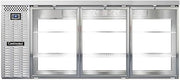 BBC79S-SS-GD-PT Three Section Glass Door Refrigerated Pass-Thru Back Bar Cooler, 79" W x 34-3/4"H, Stainless Steel Exterior & Shallow Depth