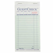 Company Carbonless Guest Check Paper - 2 Part Green by National Checking – Green, Pack of 2500, Model 108-50