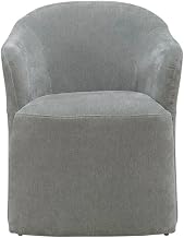 Starlight Canyon Home Solid Wood Upholstered Dining Chair with Castors, Eclectic Accent Upholstered Kitchen Chairs for Dining Room, Gray