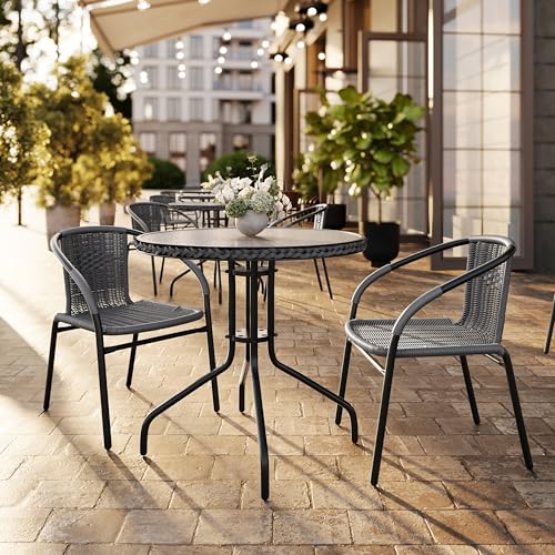Flash Furniture Grey / Set of 1 / Contemporary Patio Dining Chairs