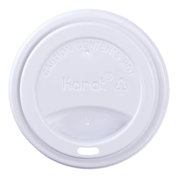 10-24 oz. Sipper Dome Lid - White (Case of 1000) by Karat – PP - Polystyrene, White, Model C-KDL516W-PP