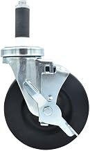 BK Resources 5" Hard Rubber 1" Expanding Stem Swivel Caster for Work Tables with Top Lock Brake, NSF, 300lb Capacity Per Wheel
