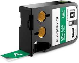 DYMO 1868782 All-Purpose Vinyl, 19mm, White on Green