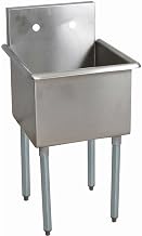 BK Resources BK8BS-1-24-14 27" Freestanding One Compartment Budget Sink | Kitchen Washbowl Utility Prep Unit for Restaurant Cafe | Rolled Edges; Backsplash | 27'W x 27.5"D x 41"H, Stainless Steel