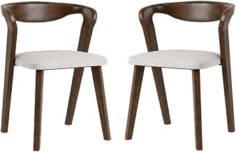 Pascan Brown Solid Wood Dining Chair Set of by Starlight Canyon Home – Full Solid Rubberwood, Fabric, Brown, Pack of 2