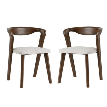 Pascan Brown Solid Wood Dining Chair Set of by Starlight Canyon Home – Full Solid Rubberwood, Fabric, Brown, Pack of 2